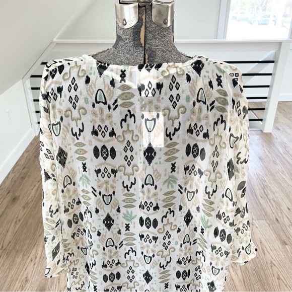 LD SALE ITEM: NWT tan black green sheer kimono beach cover-up bohemian tropical - Picture 8 of 9